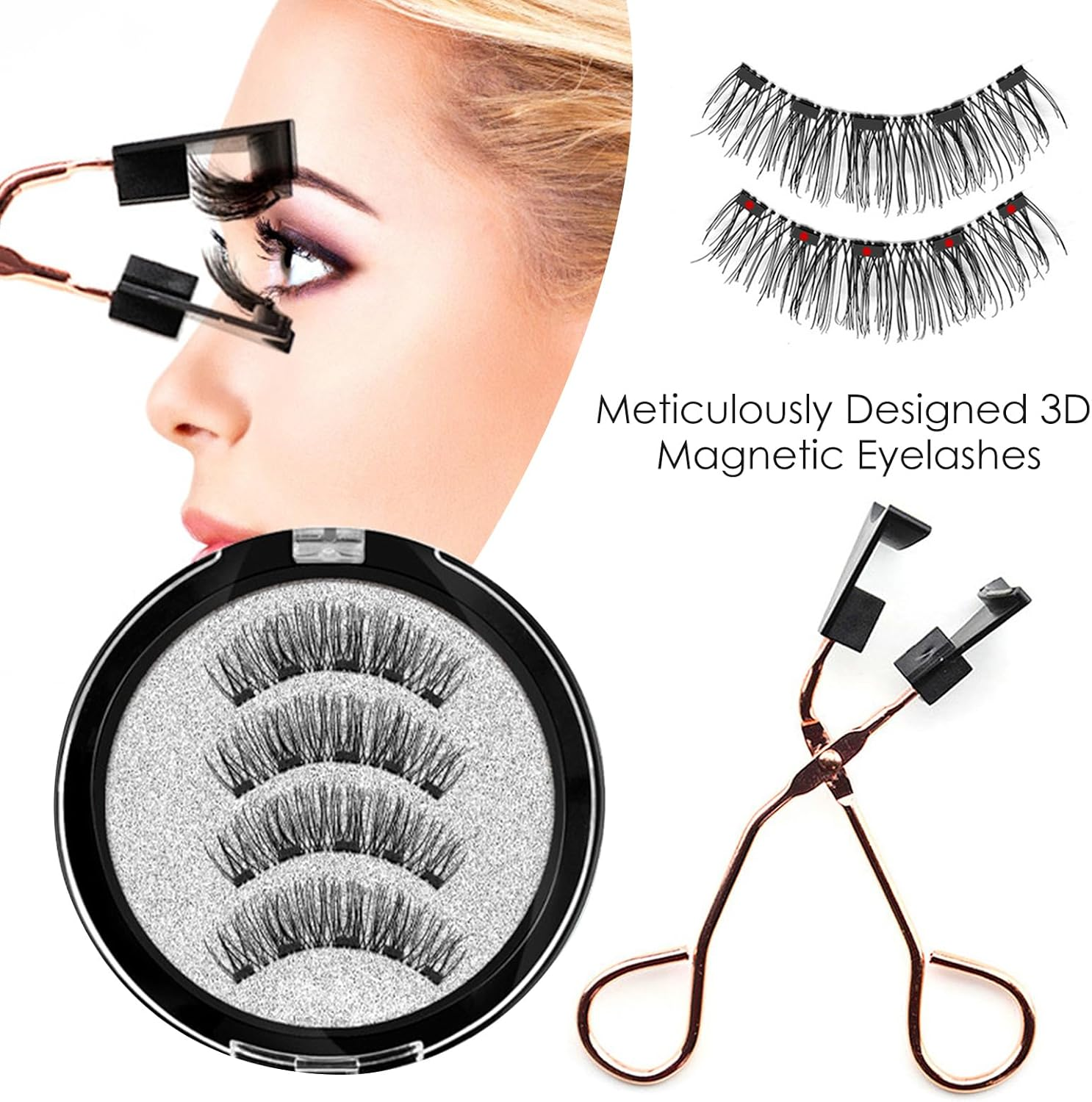 Magnetic Eyelashes | 1 Pair False Eyelash and Applicator for Natural Look | Light Magnetic Eyelashes with Applicator Kit, Reusable Long Lasting Magnetic Eyelashes Zalhin image number 1