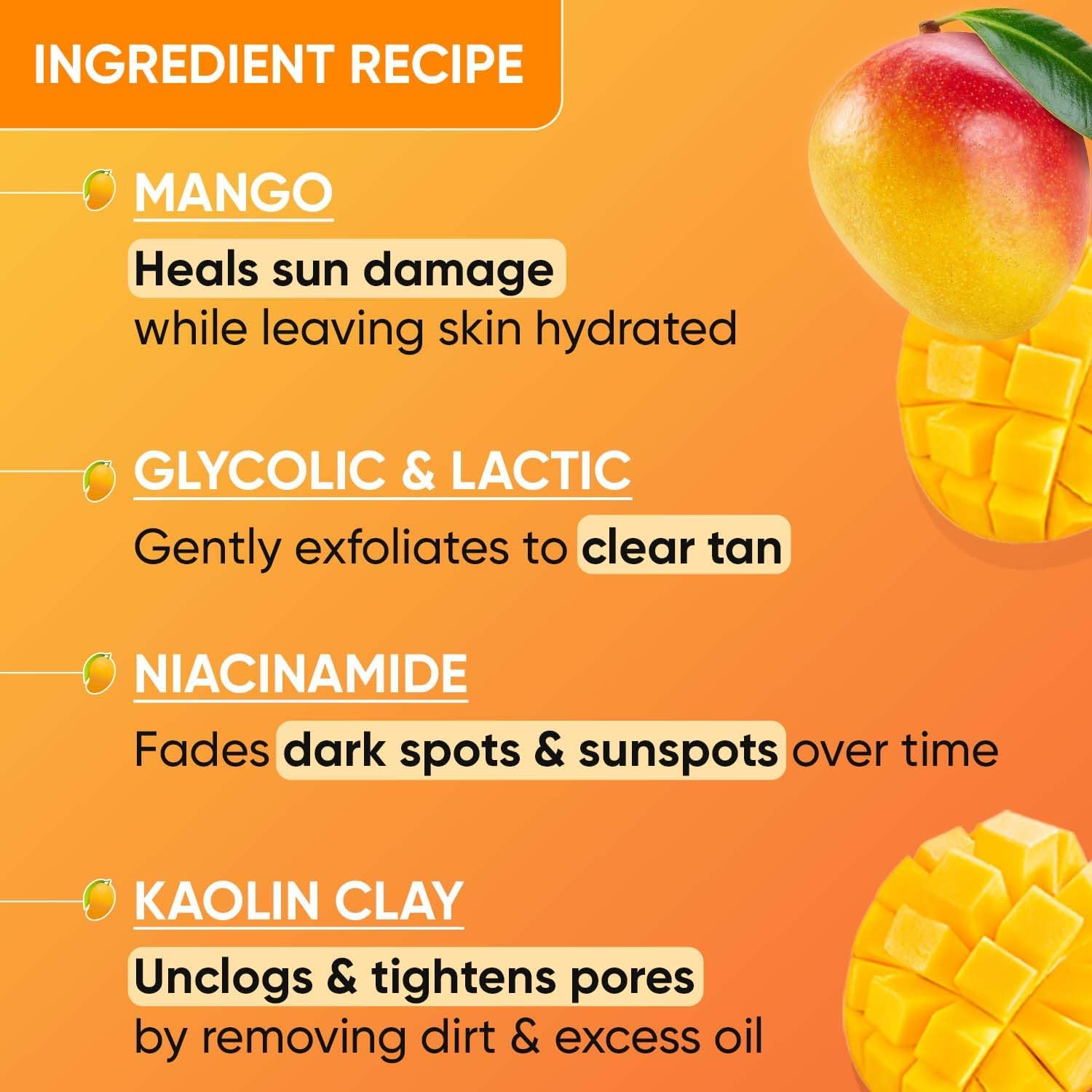 Dot & Key Mango Detan Tan Removal Clay Mask | Clay Mask for Face with Glycolic & Lactic | Great for All Skin Types | Fresh Juicy Mango Fragrance | 70Gm image number 3