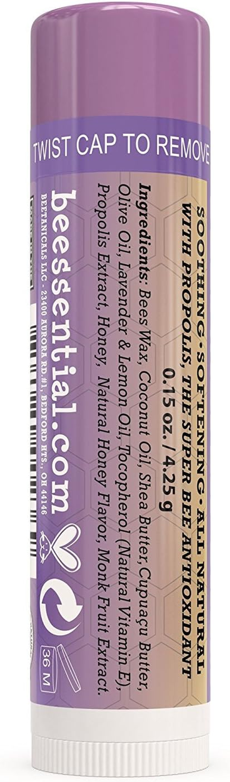 Beessential Lip Balm Bulk, All Natural Lemon Lavender 18 Count - Heals and Prevents Dry and Chapped Lips - Great for Men, Women, and Children - Moisturizing Beeswax, Coconut, Shea and Cupuacu Butter image number 4