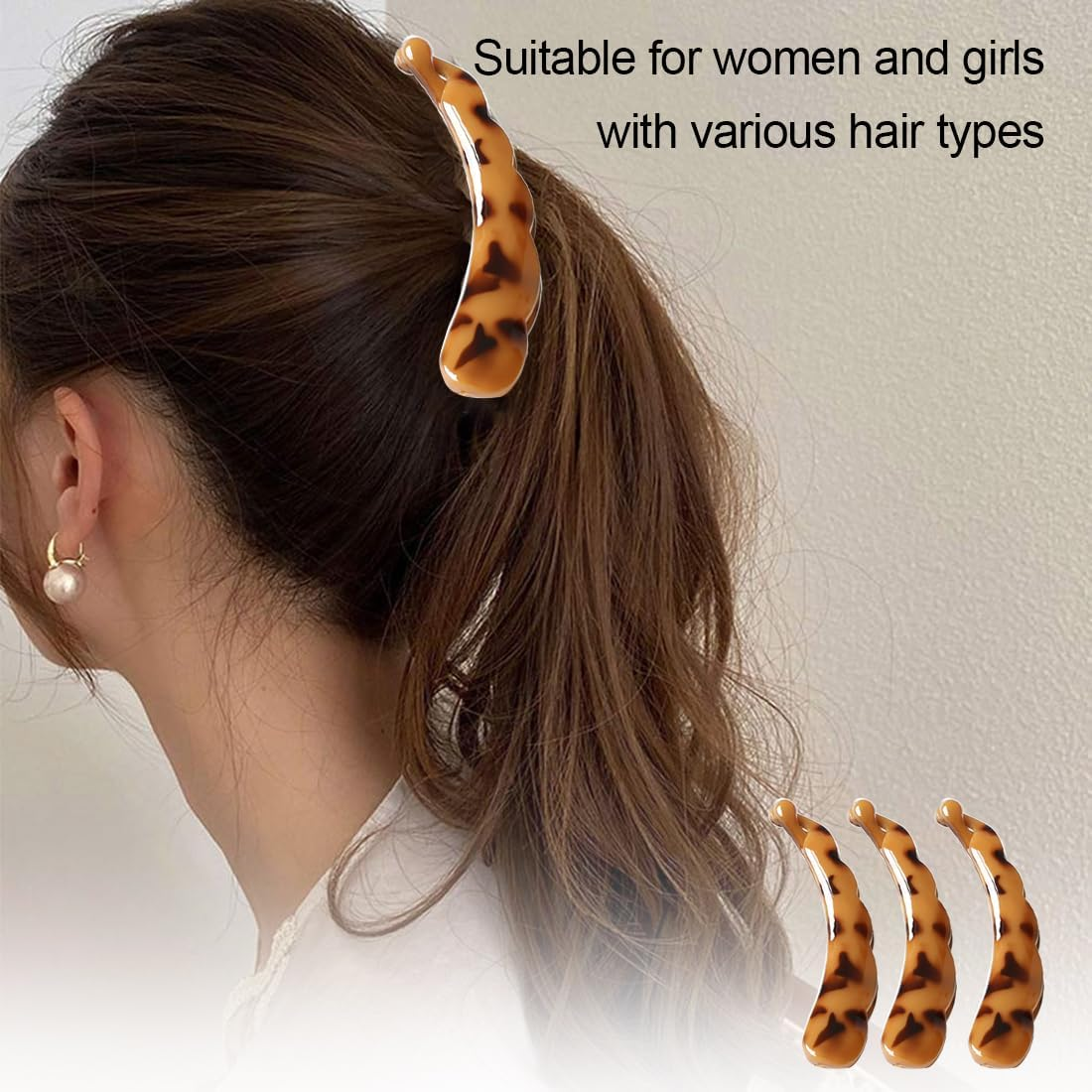 JRYXDS Pack of 6 Banana Hair Clips Vintage French Banana Hair Comb for Long Curly or Straight Hair (6 Colours)