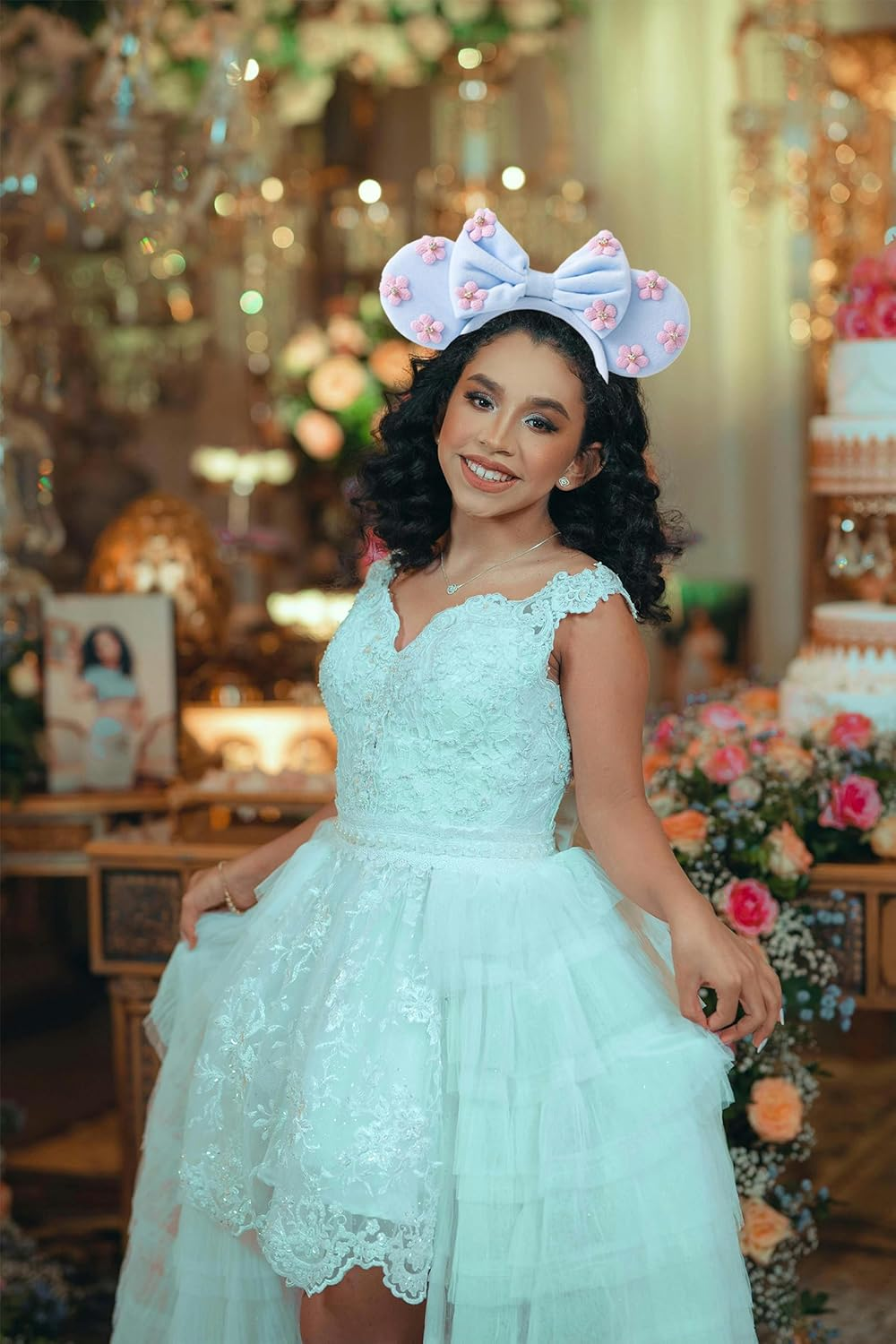 KARETT Sequins Mouse Ears Headband with Glitter Bow Cosplay Costumes Princess Party Decorations for Girls Women image number 6