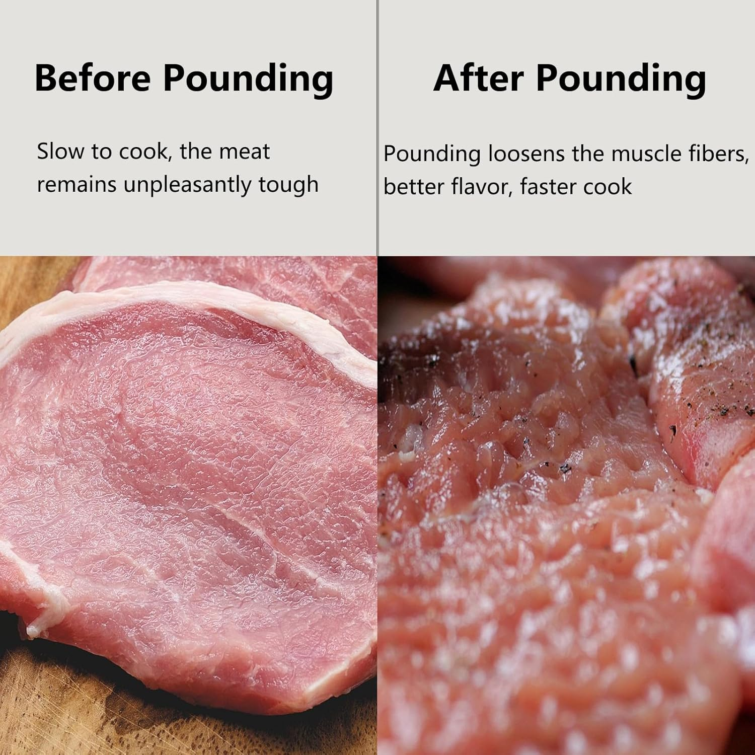 RAXCO Meat Tenderiser,Sus304 Stainless Steel Meat Tenderizer Steak Hammer,Kitchen Accessories Manual Meat Mallet image number 2