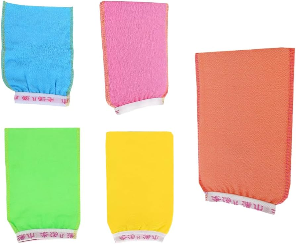 AIMALL 5 PCS Korean Italy Towel Exfoliating Bath Washcloth Viscose Scrub Mitten Towel, for Deep Skin Cleanse, Soft & Effective Exfoliation
