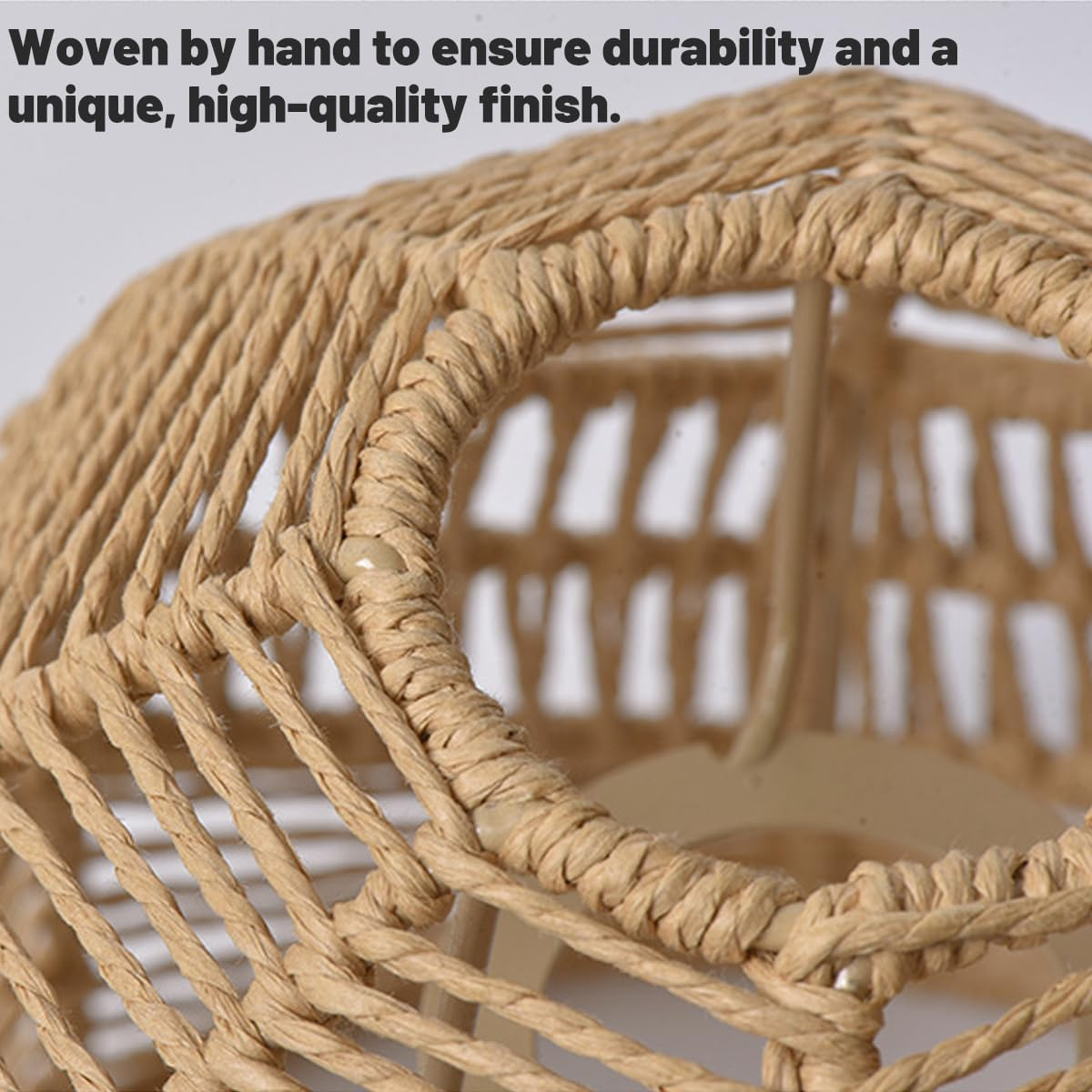 AIMALL Paper Rope Lampshade Chinese Imitation Rattan Woven Lampshade for Homestay, Restaurant, Hot Pot Shop, Creative DIY Lighting - Decorative Handmade Shade - Yellow image number 6