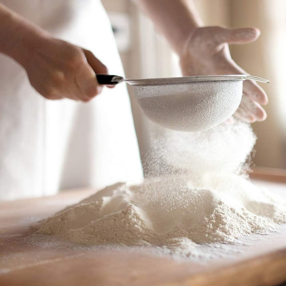 3 Pack Stainless Steel Extra Fine Double Mesh Strainers, Large, Medium & Small Sifters with Comfortable & Non Slip Handles, Ideal for Pasta, Rice, Tea, Spaghetti, Quinoa, Baking image number 5