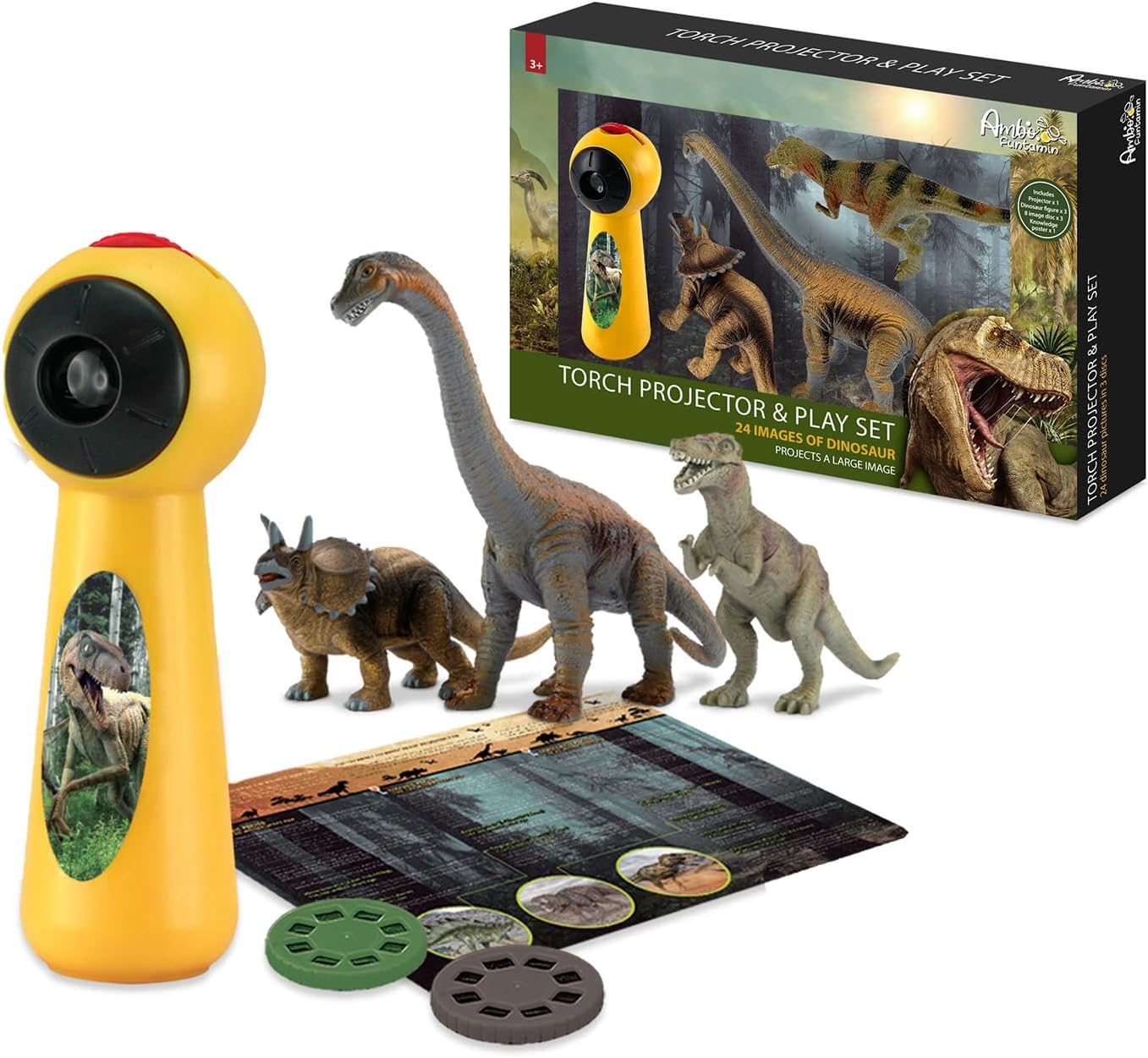 Dinosaur Projector & Play Set with 24 Images in 3 Discs, Ideal Boys Girls Kids Night Light STEM Education Toys, Decoration for Home Theater Ceiling Bedroom Party Living Room image number 4