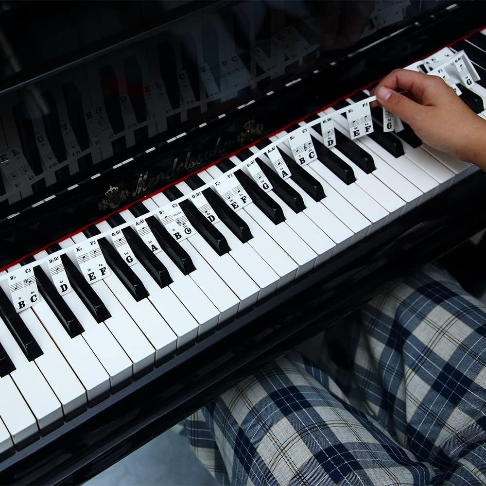 Piano Keyboard Stickers,Piano Keyboard Stickers Rakes Guide Learn Notes Marker Instantly Overlay for Beginners Kids image number 1