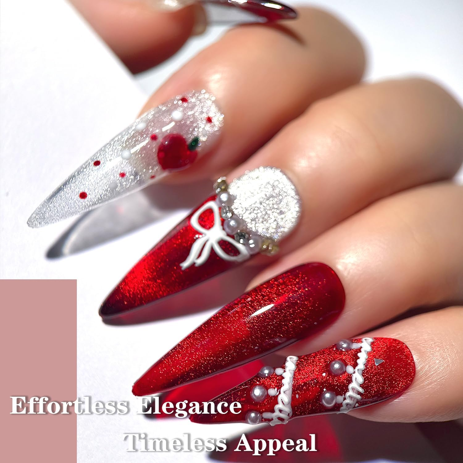 0.5 OZ Cat Eye Gel Polish with Magnet 15ML Holographic Glitter Shimmer Translucent Jelly Color Magnetic Nail Polish Salon DIY at Home (Glass Blood Red-My008) - Aquamarine image number 2