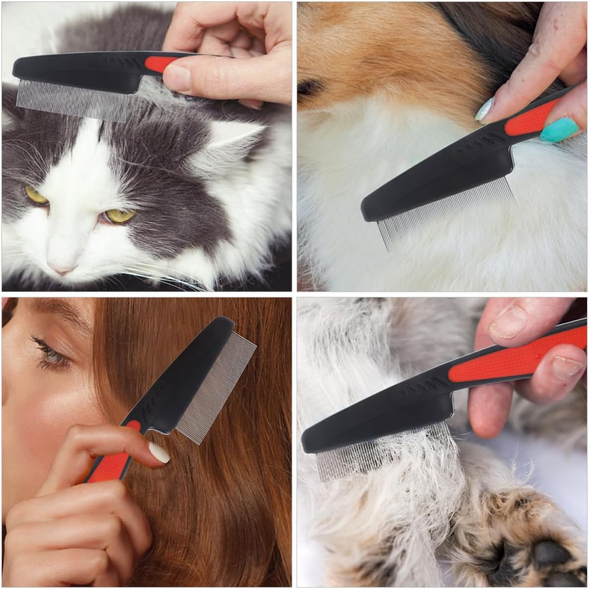 FRCOLOR 2Pcs Professional Fine Hair Combs for Men Women Dandruff Comb for Scalp Pet Hair Removal image number 5