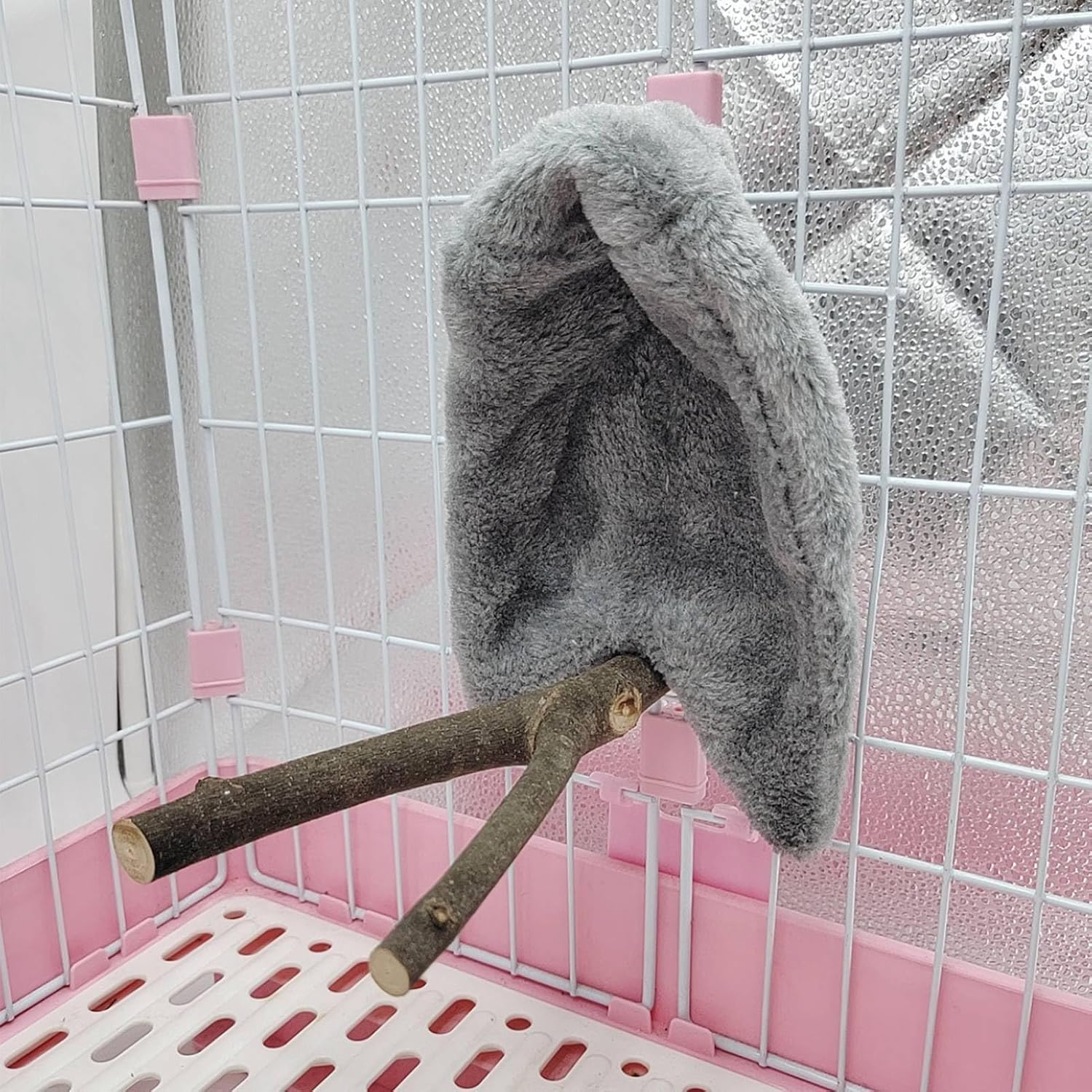 Bird Blanket, Bird Cage Blanket Cotton Velvet Shelter Warm Easy to Clean Wind Protection for Gray (Gray) image number 4