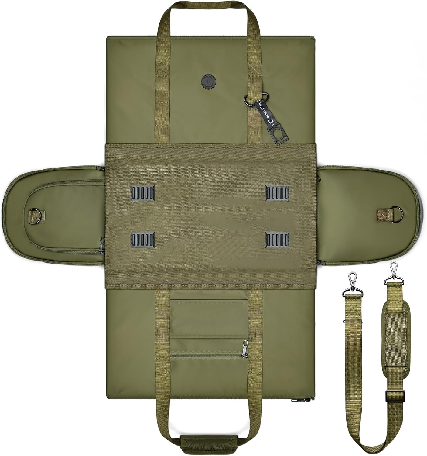 Travel Inspira Convertible Garment Bag for Travel - Carry on Garment Duffle Weekender Bag with Extended Shoe Compartment & Shoulder Straps, 2 in 1 Waterproof Hanging Suitcase Suit Bag (Army Green) - Army Green image number 4