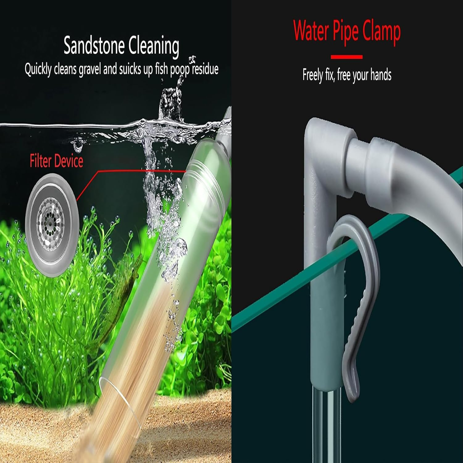 Aquarium Gravel Cleaner, Fish Tank Gravel Cleaner, 3.0M Water Changer Vacuum Cleaning Tools Siphon Universal Quick Pump Aquarium Water Changing Sand Cleaner for Aquarium Water Filter image number 1