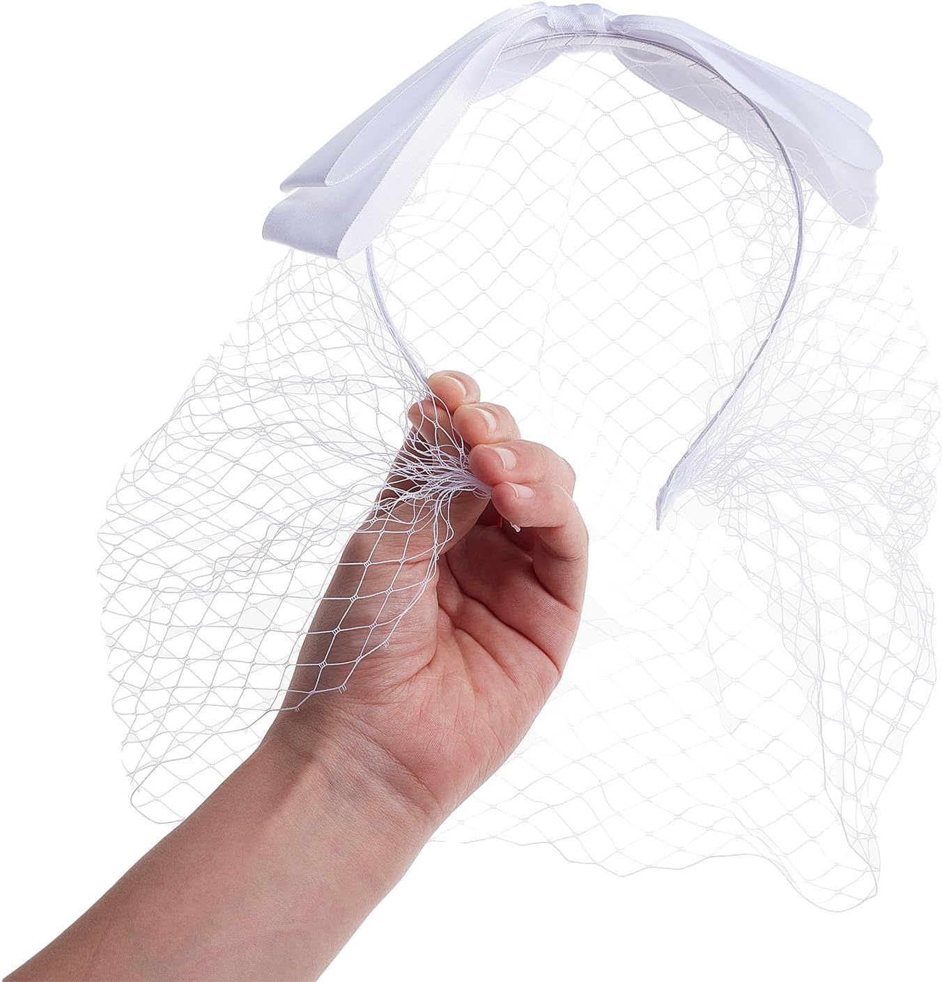 NICENEEDED Veil Mesh Bow Veil Vintage Hat Headband 1920S Fascinator Headdress Bow Knot Bird Cage Veil for Women Tea Party image number 4