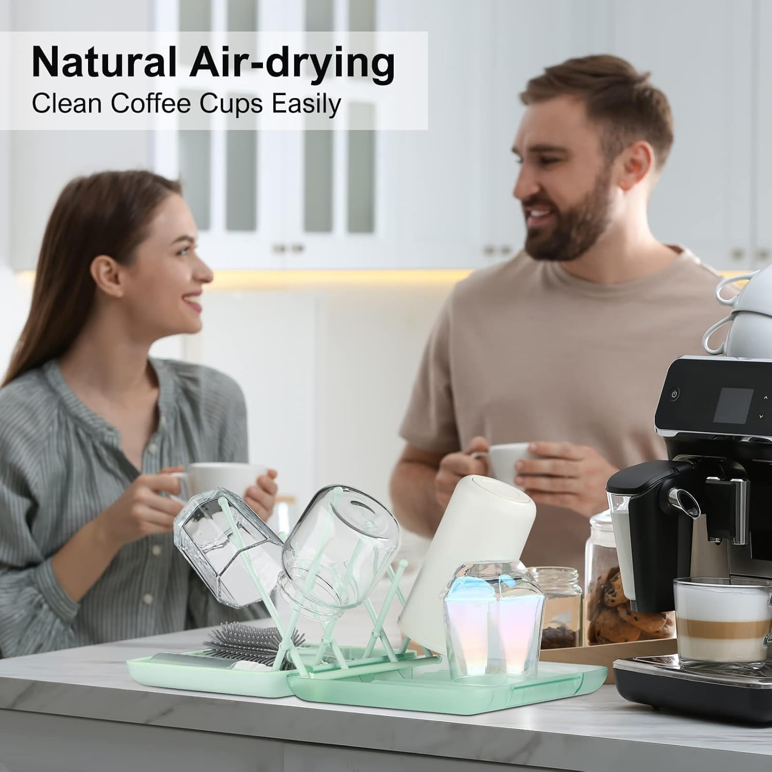 Ronluuu Baby Bottle Brush Set with Silicone Bristles | 6-In-1 Multi Function Cleaning Kit, Teat/Straw Brushes, Compact Drying Stand & Travel Storage Case | Home & Travel Use (Green) image number 4