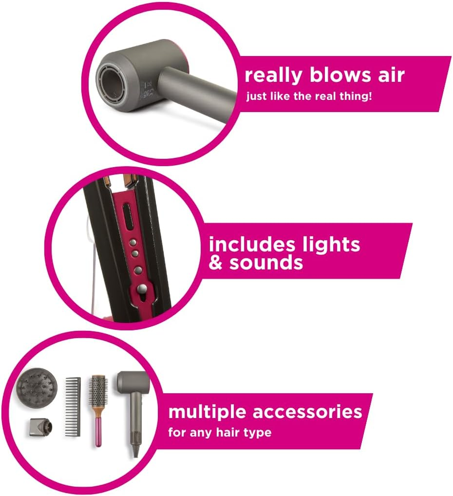 Casdon Dyson Supersonic & Corrale Deluxe Styling Set | Toy Hairdryer & Straighteners for Children Aged 3 Years & up | Stacked with Interactive Elements! image number 4
