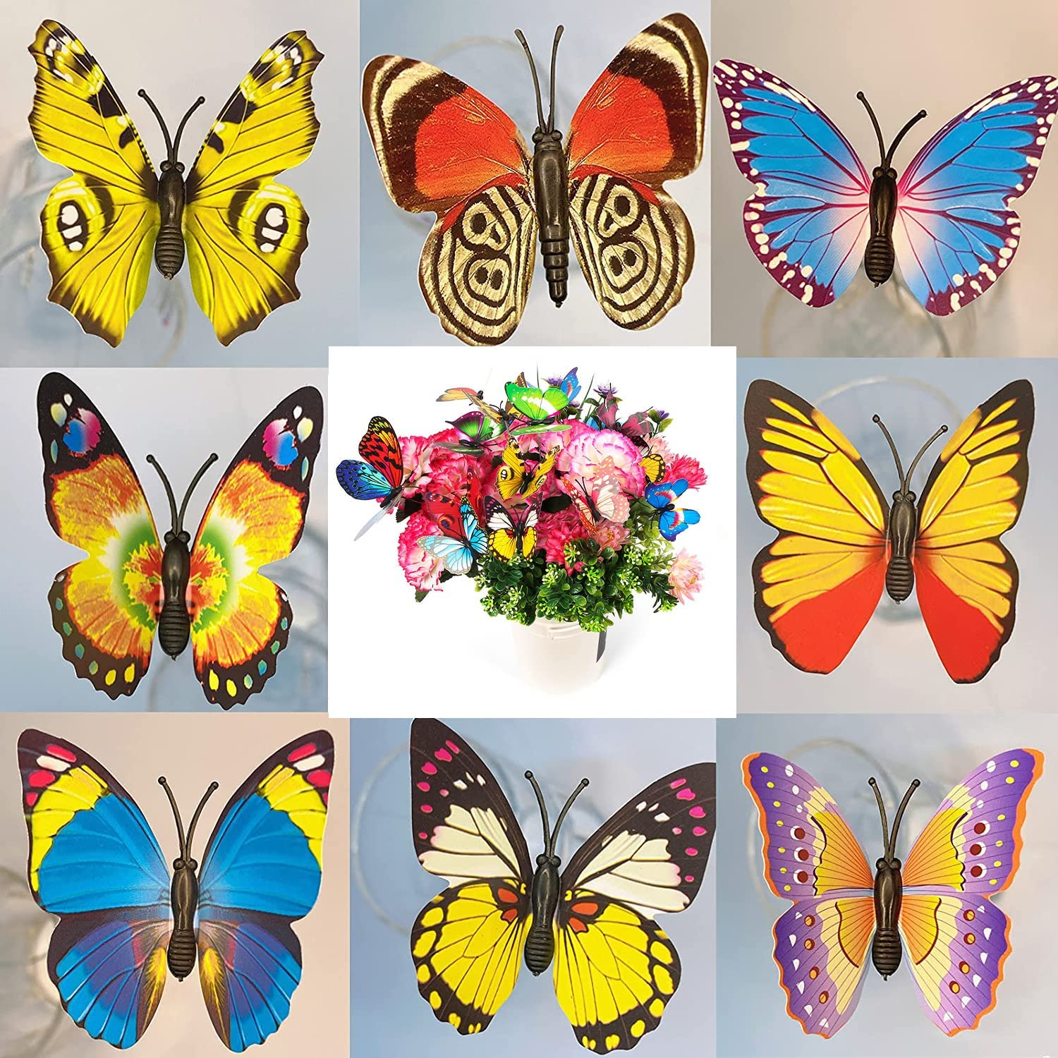 100 Pcs Butterfly Stakes, Waterproof Butterflies Stakes Garden Ornaments & Patio Decor Butterfly Party Supplies Yard Stakes Decorative for Outdoor Christmas Decorations image number 5