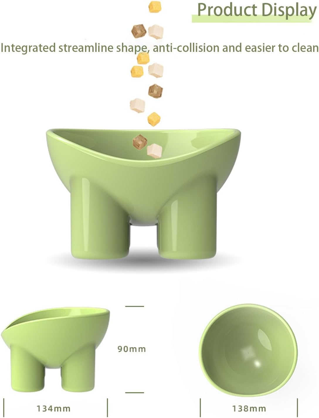 GDGZJJD Cat Bowl with Elephant Foot Base - Non-Slip Raised Plastic Pet Bowl Protects Your Pet'S Spine, Ideal for Cats, Puppies and Small Pets (Green) image number 5