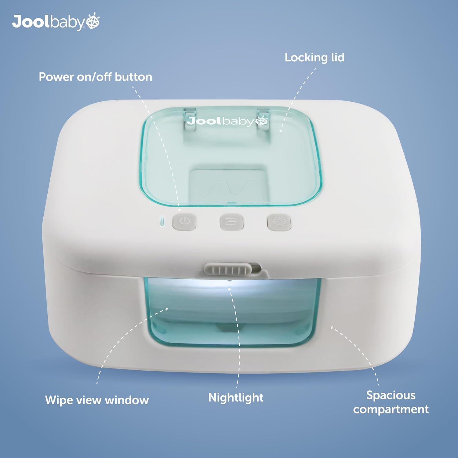 Tinybums Baby Wipe Warmer & Dispenser with LED Changing Light & On/Off Switch - Jool Baby (Aqua) image number 4