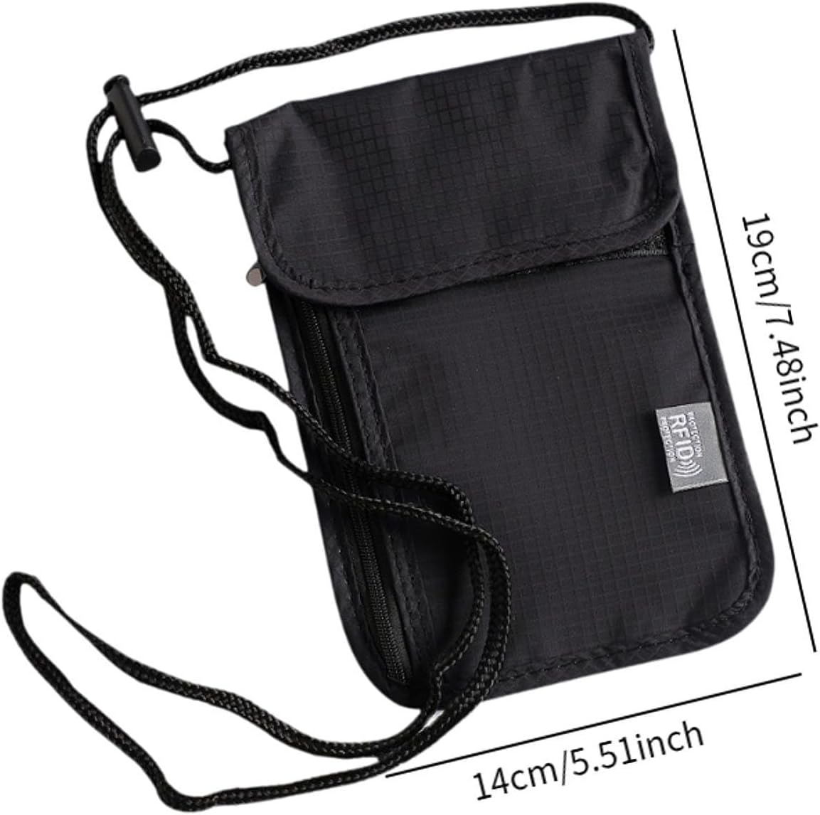 Frediuo Neck Wallet Travel Pouch for Men Multi Pockets Crossbody Bag Card Storage Organizer Case with Adjustable Strap for Commuting image number 4