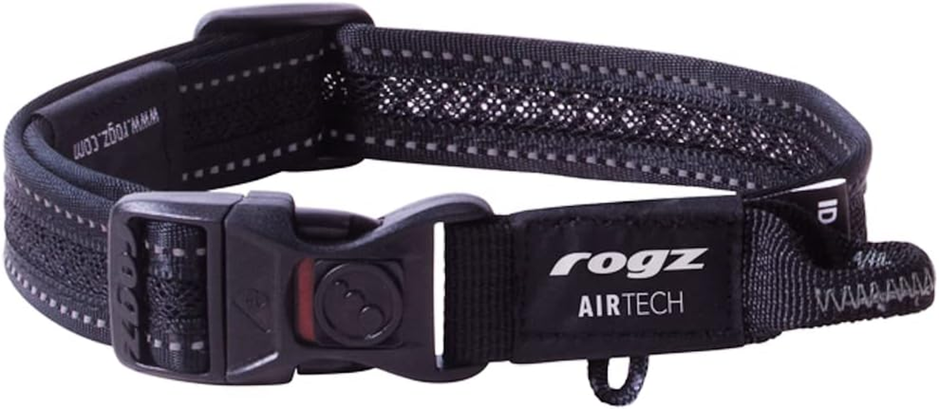 Rogz Airtech Classic Dog Collar, Platinum Grey, Medium