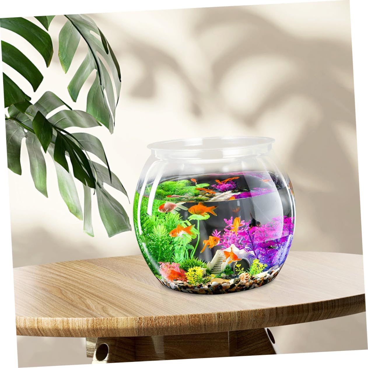 Compact Transparent Aquarium Tank for Betta Goldfish and Small Aquatic Pets Unbreakable Clear Plastic Desktop Fish Bowl Pet Material for Office and Home Decoration image number 2