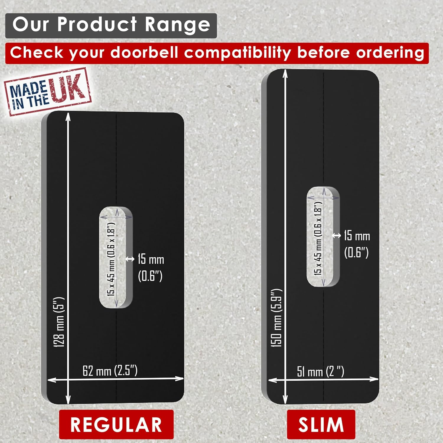 Slim Universal Self-Adhesive Bracket Compatible with Video Doorbell Aosu, Arlo, Blink, Eufy, Nest, Netamo, Reolink, Tapo, Wyze Video Doorbell Battery/Cable WLAN No Drilling, Easy Installation