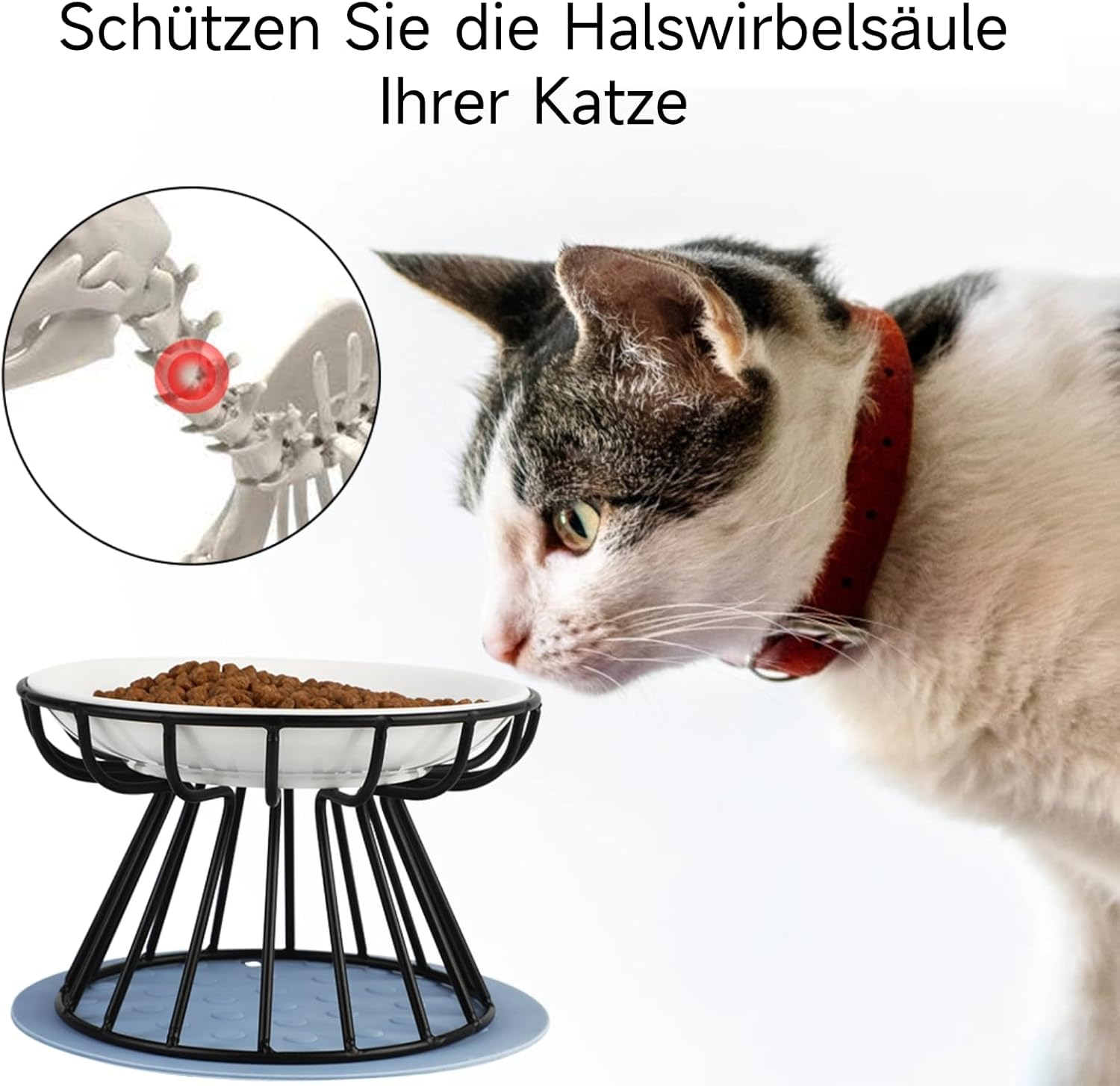 Dorakitten 4Pcs Cat Bowl, Ceramic Raised Cat Food Bowl, Elevated Pet Bowl,Anti Vomiting Cat Feeding Bowl, Non Slip Cat Dish, Protect Pet'S Spine Make Cats Feel Comfortable, Dishwasher Safe image number 4