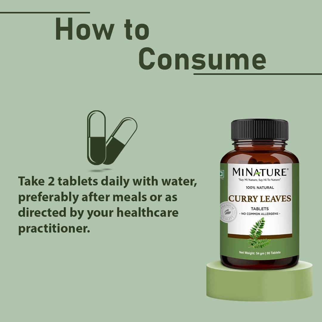Minature Curry Leaves Tablet (Murraya Koenigii) | Pure & Natural | Free from Chemical & Preservative| Plant Based Gluten Free |90 Tablet, 45 Days Supply 1000Mg