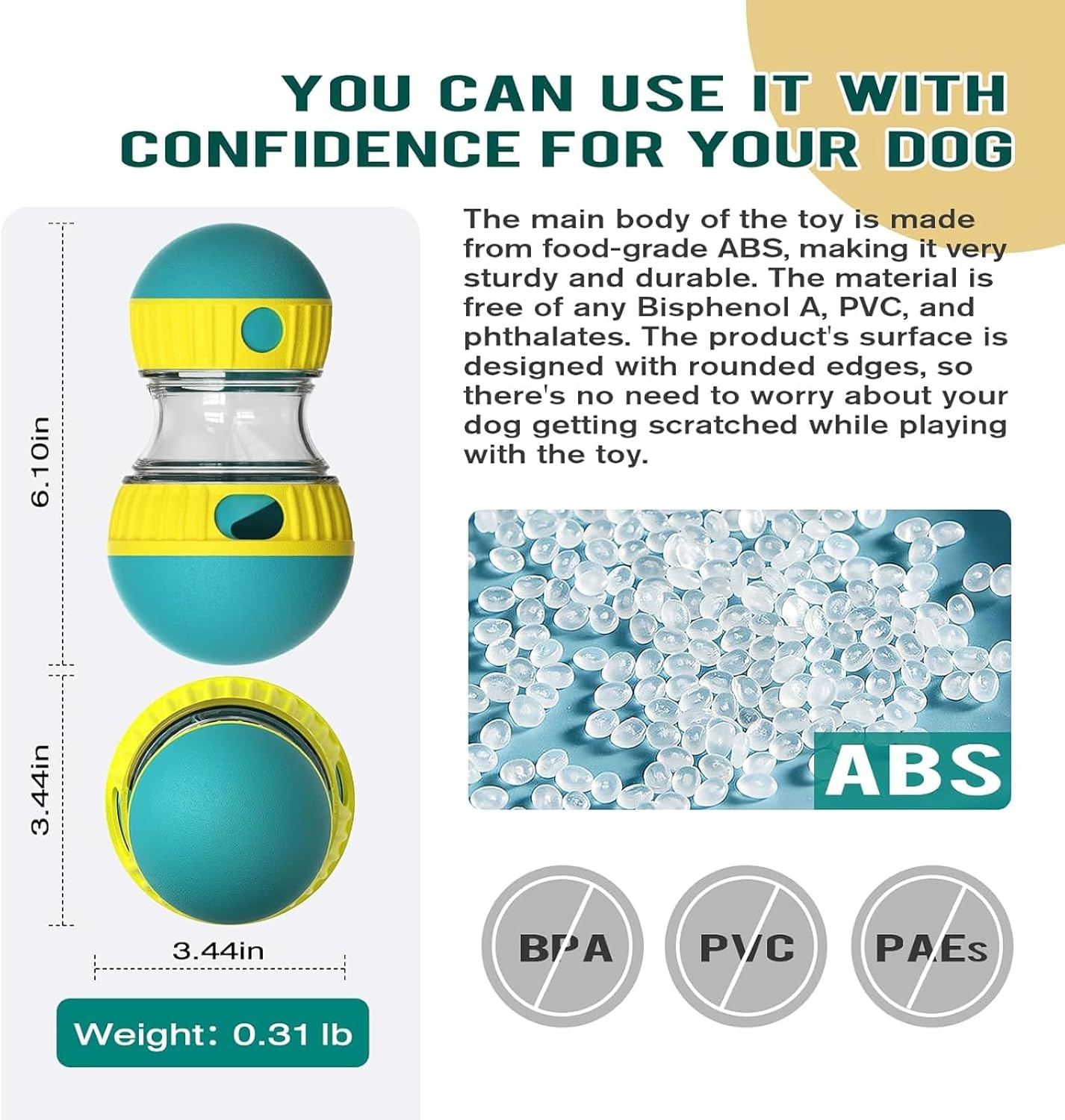 Weidllys Dog Puzzle Toy Adjustable Treat Dispensing Ball Food Dispenser Tough Slow Feeder Puppy Enrichment Training Toy Pet Interactive Chase Toys for Small Medium Large Dogs to Keep Them Busy, Green image number 5