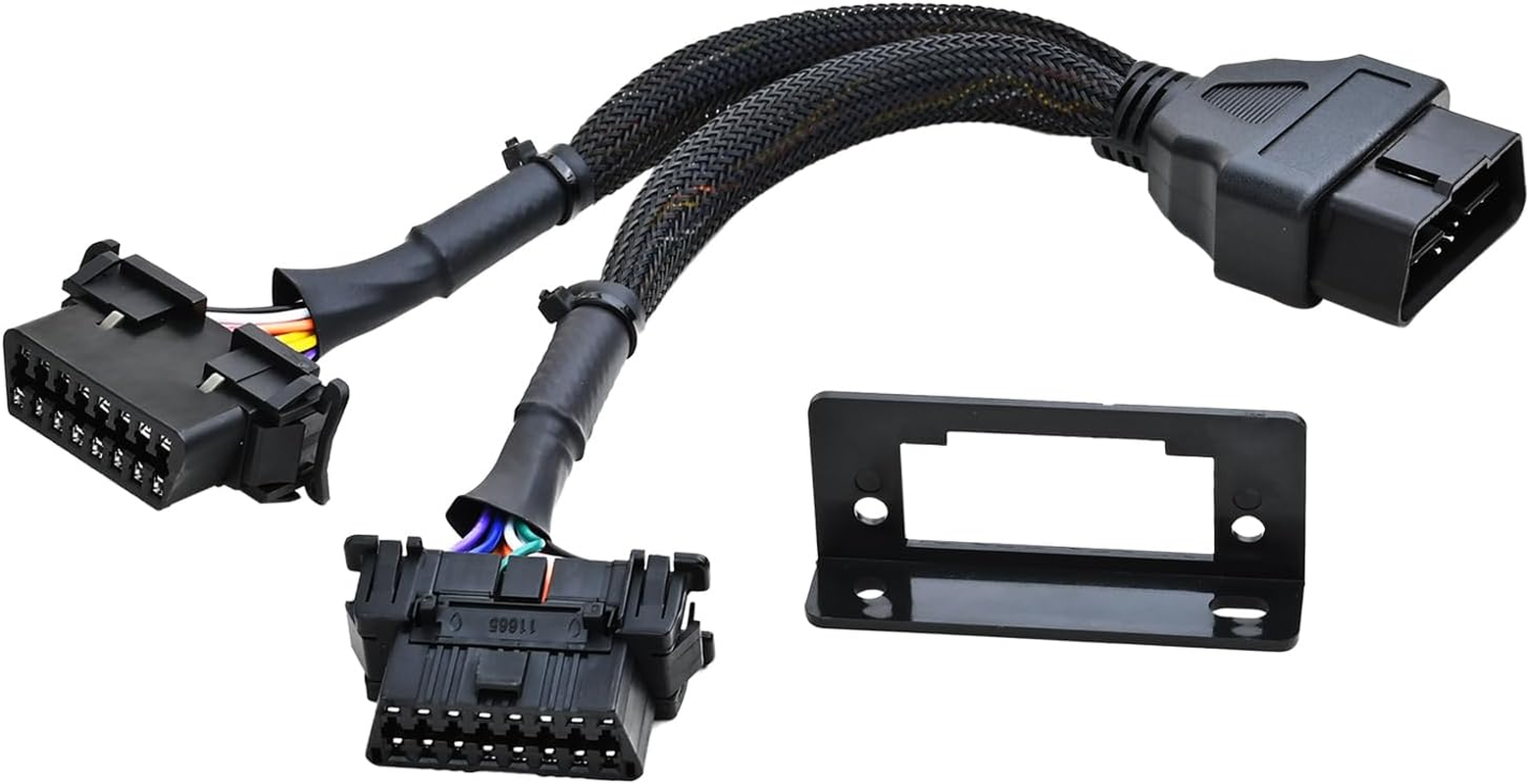 Ikkegol Underdash OBD2 Splitter Y Cable, 1 Male to 2 Female OBDII Harness Adapter, 16 Pin OBD II J1962 Extension Cord DIY, Car OBD Port Braid Connector with Mounting Bracket 1FT/30CM image number 5