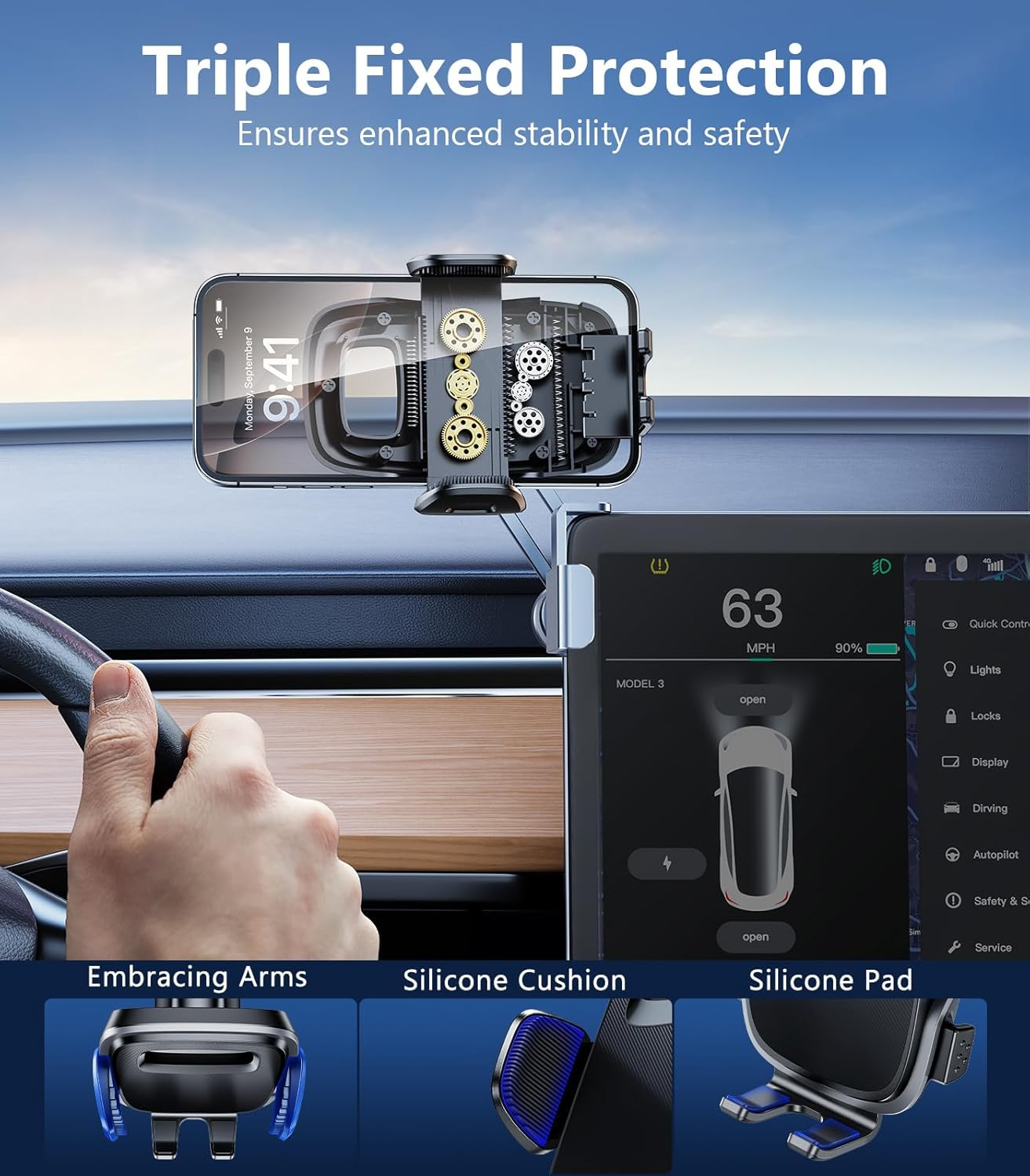 Universal 17Mm Ball Mount Phone Holder Clamp for Car Mount Replace [Dual Head Screen Phone Holder Clip Head Accessory] - Clip Holder image number 6