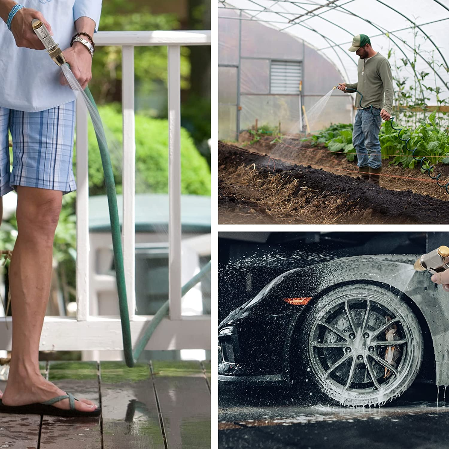 DERASL Garden Hose Gun,Spray Gun Garden Hose Nozzle 100% Metal with Adjustable Water Flow for Car Wash,Showering Pets and Watering Plant Pressure Washer Accessories image number 5