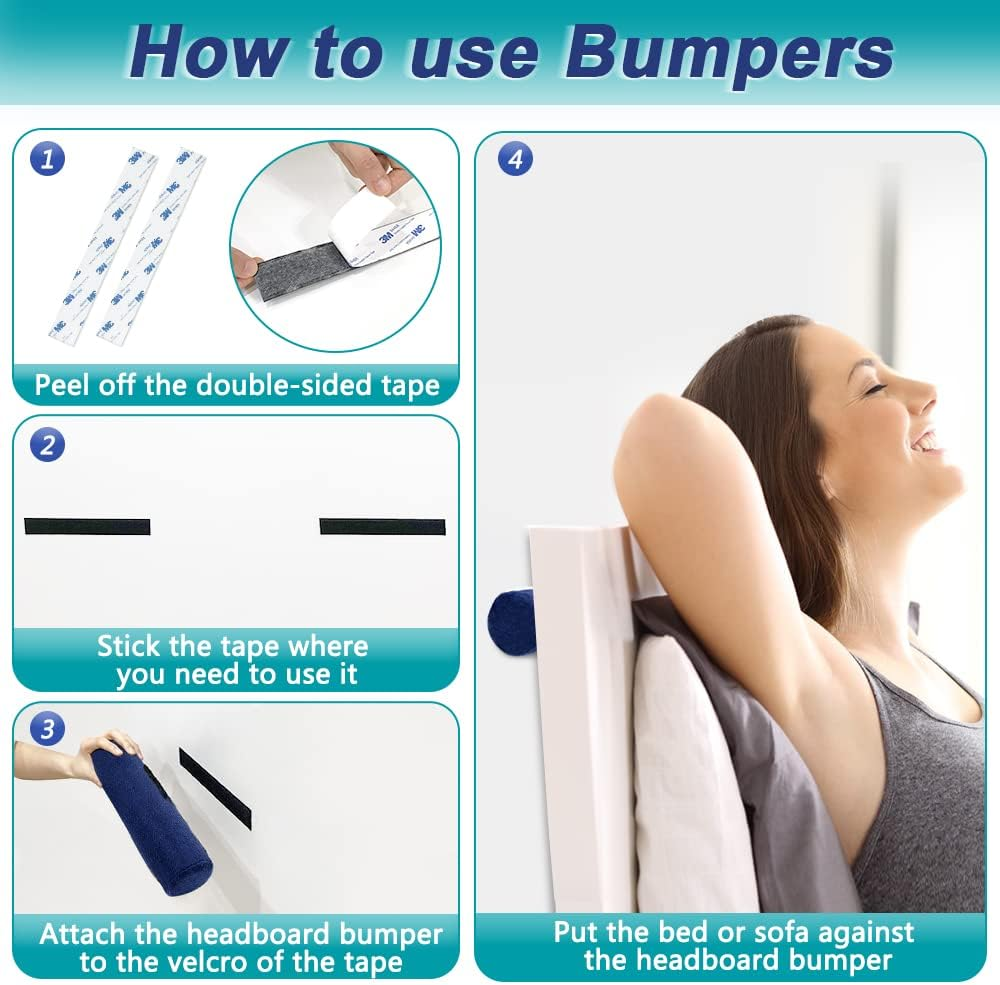 Headboard Bumper Stoppers for Wall Headboard Stabilizer Bed Squeaking Noise Stopper Wall Protector from Bed Couch Furniture Bed Frame anti Shake for Wall No Screw (2 Pack) image number 3