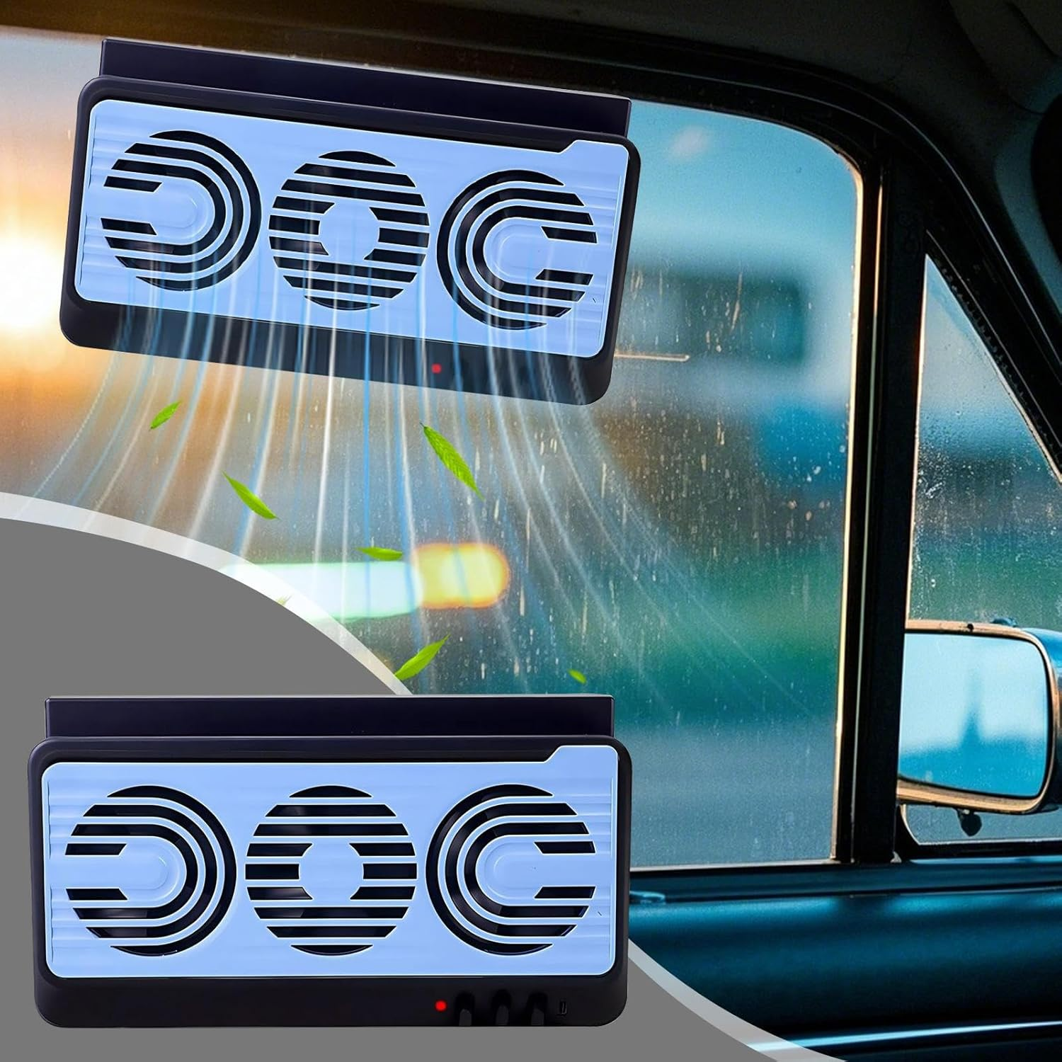 Solar Powered Car Window Fan, Quiet Solar Car Air Purifier, Air Purification Cooling Device for RV Travel Vehicle Home Camping Truck - Black image number 2