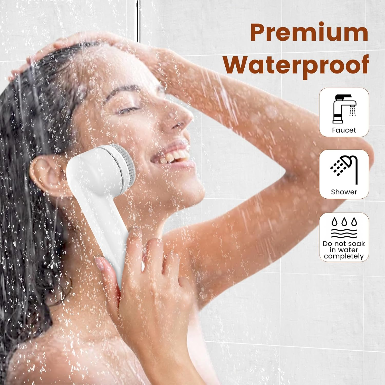 DOCOCO Face Scrubber, Dual Rotations Facial Cleansing Brush with 3 Brushheads, Spin Face Brush for Pore Deep Cleansing, Waterproof Rotating Cleanser for Gentle Exfoliating image number 2