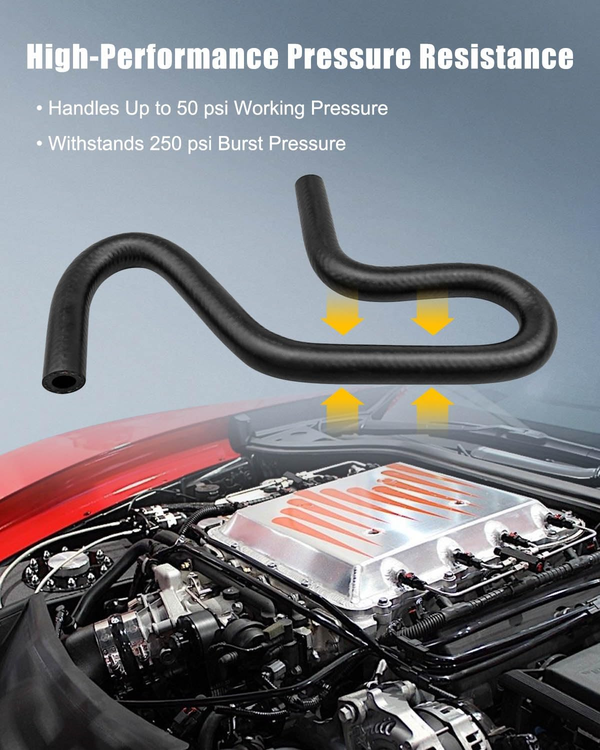 5/16" (7.6Mm) U-Cut Molded Rubber Fuel Line Hose Elbow 45&deg; 90&deg; 135&deg; and 180&deg; Bends, Preformed Bend Flexible Fuel Line Tubing for Trucks Racing Cars Boats image number 2