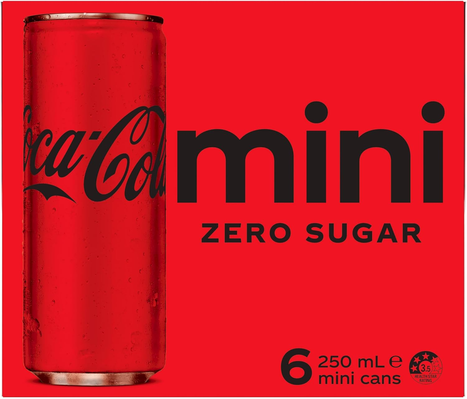 Coca-Cola Zero Sugar Soft Drink Mini Can Multipack 6 X 250 Ml (Packaging May Vary)