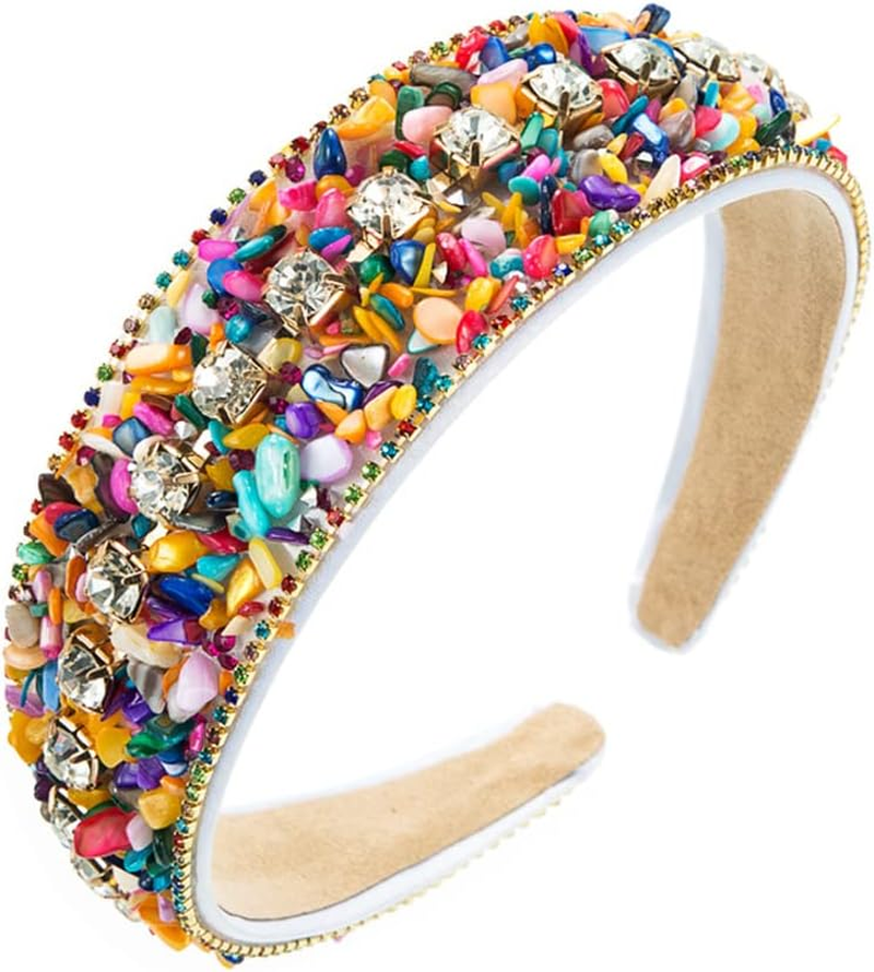 Crystal Rhinestone Headbands Velvet Padded Wide Headwear Diamond Beads Bling Hair Bands Non-Slip Hard Headbands for Women Girls Daily Wear Party Wedding Hair Accessories (Diamondde)