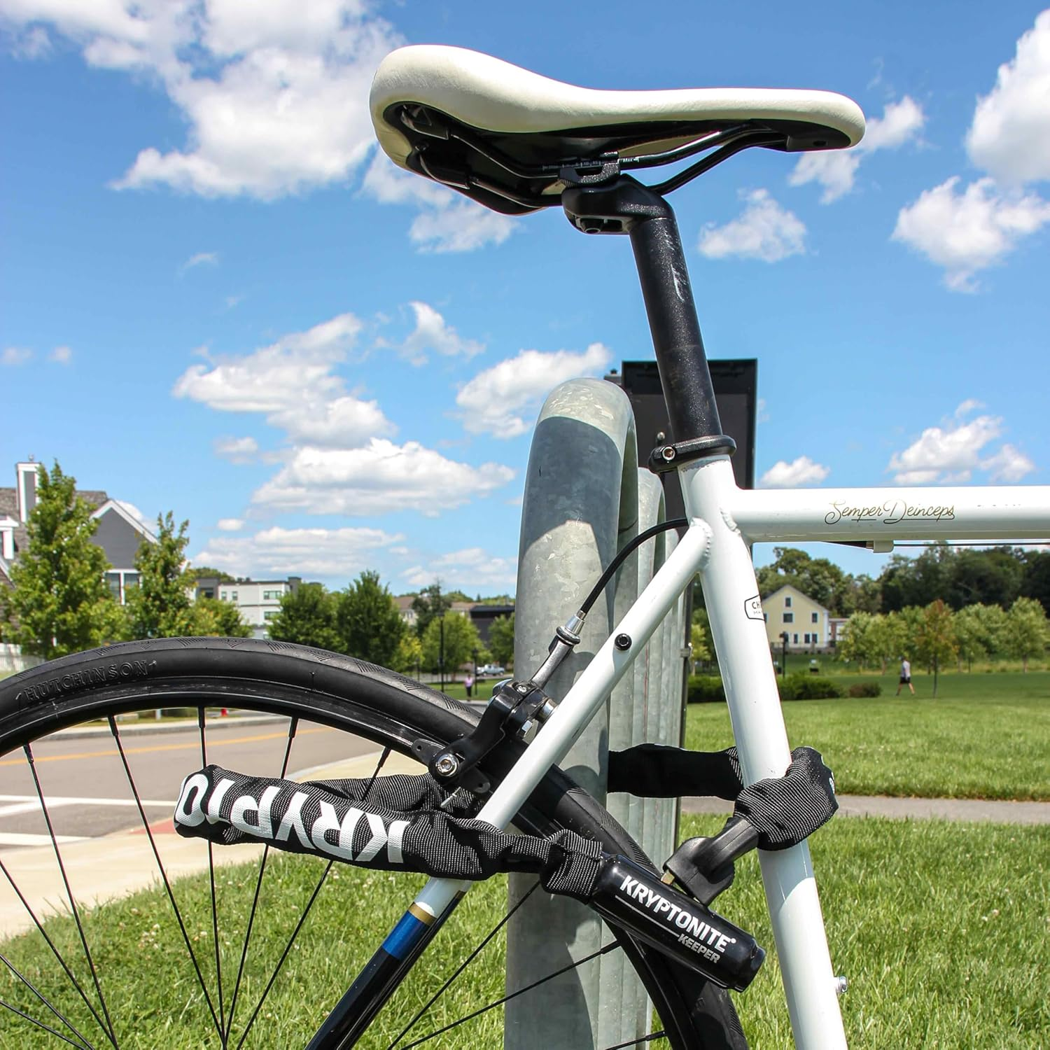 Kryptonite Keeper Integrated Chain Bicycle Lock, Grey, 32-Inch