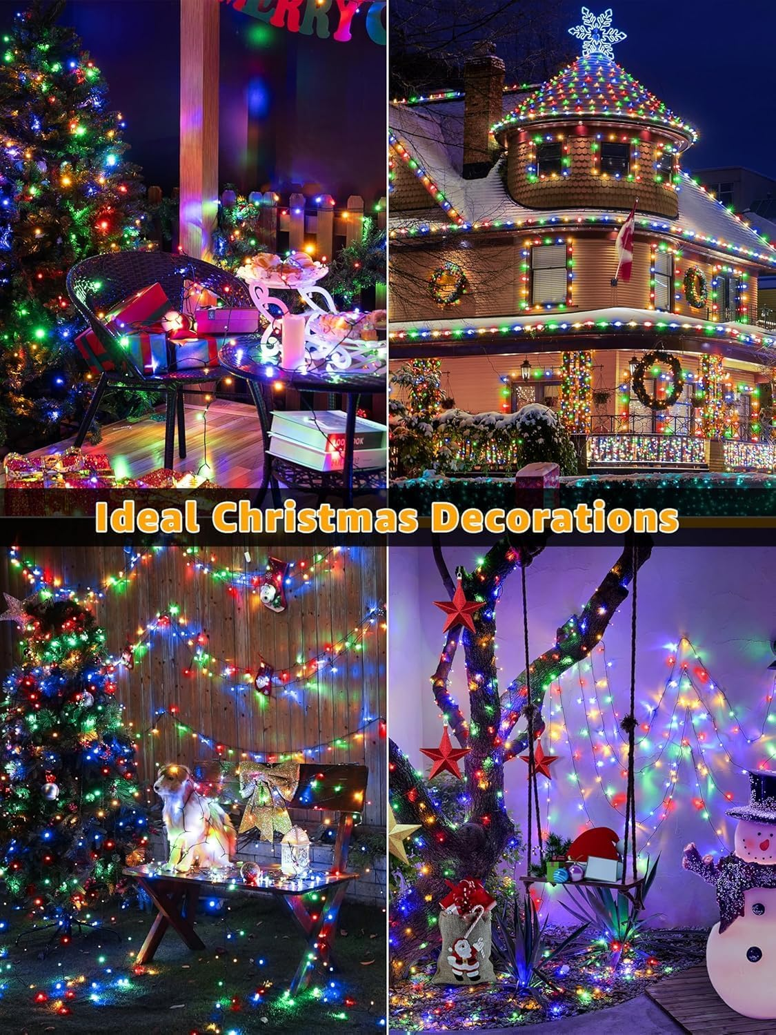 Christmas Lights 50M 500LED, 8 Patterns, Christmas Tree Lights Waterproof LED Christmas Lights Fairy Tale Light Outdoor Lights for Xmas Tree Wedding, Halloween, Party, Garden Decoration Colorful image number 1