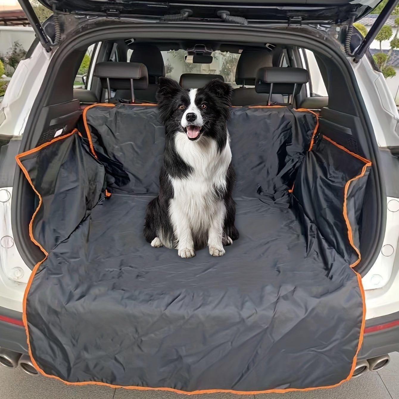 LORJE SUV Cargo Liner for Dogs, Car Boot Liner for Dog，Waterproof Pet Cargo Cover Dog Seat Mat for Suvs Sedans Vans, Non-Slip, Large Size Universal Fit, Black image number 1