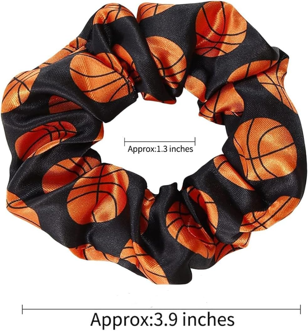 6 PCS Print Hair Scrunchies,Football Hair Elastic Ties Silky Sport Scrunchy for Soccer Players, Teams and Coaches Perfect Soccer Accessories and Football Gifts