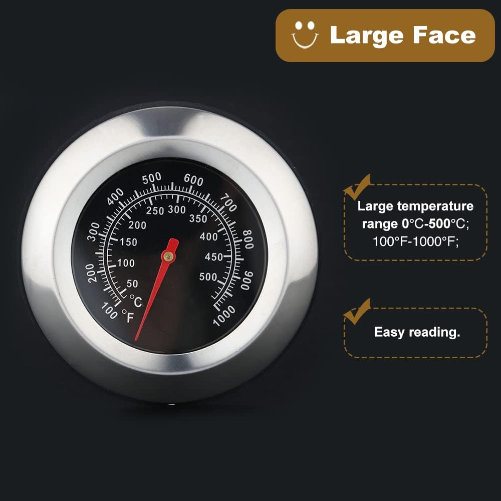 Mtsooning 1Pc 3" Face 1000F Thermometer Temperature Gauge BBQ Barbecue Charcoal Grill Smoker