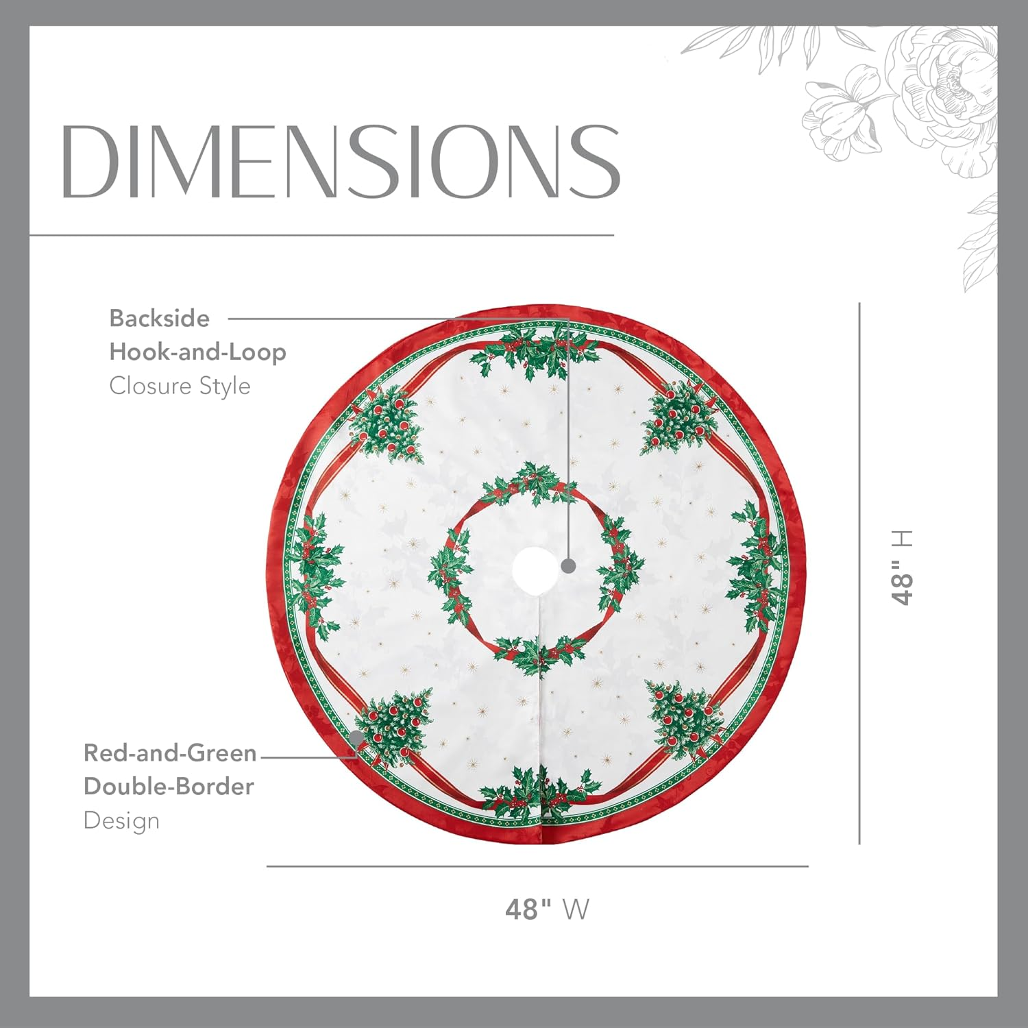 Elrene Home Fashions Villeroy & Boch Toy'S Delight Holiday Christmas Tree Skirt, Round, 48" X 48" image number 1