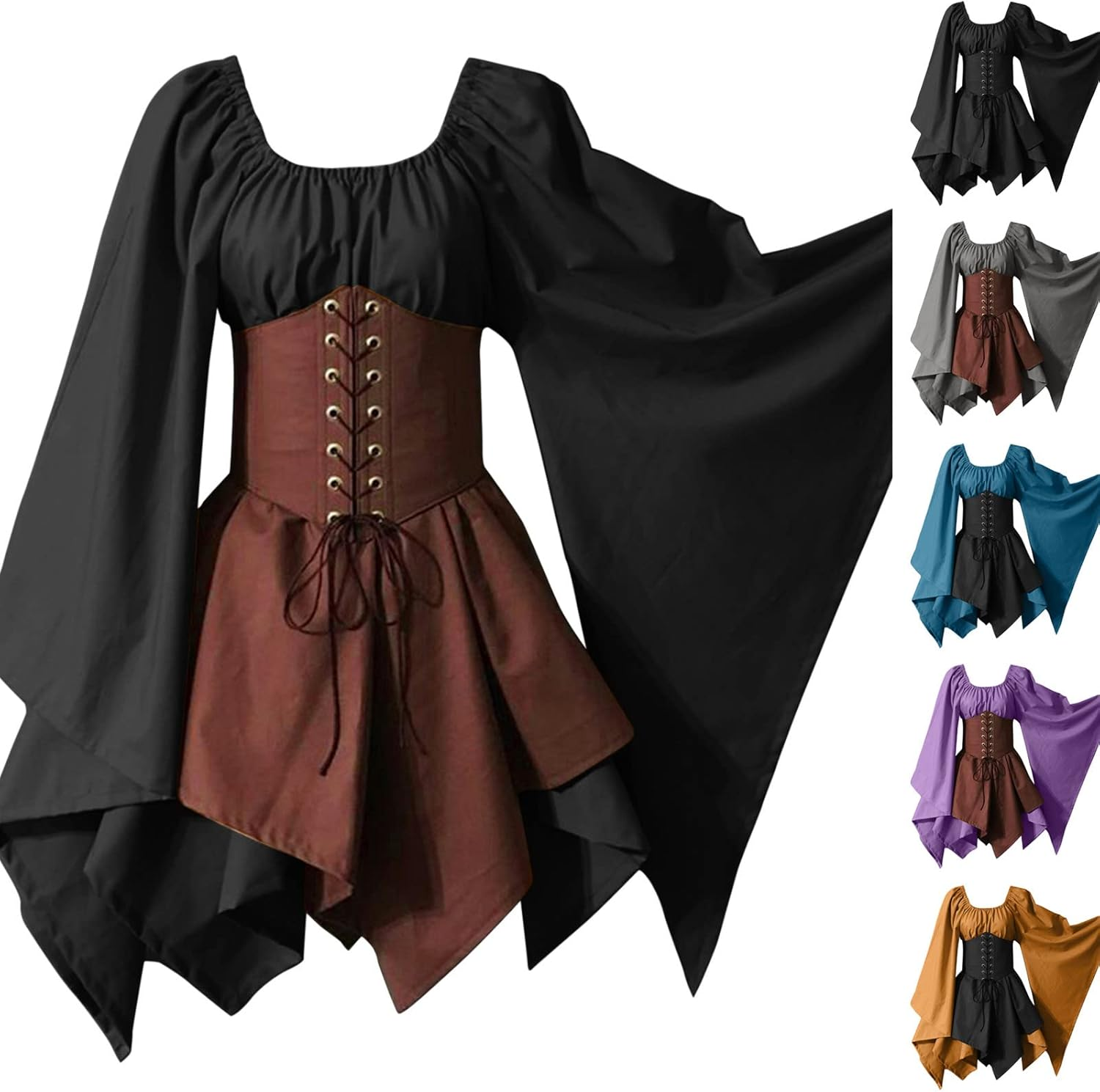 Women'S Medieval Dress Vintage Renaissance Victorian Dress Traditional Viking Costume Halloween Cosplay Costumes