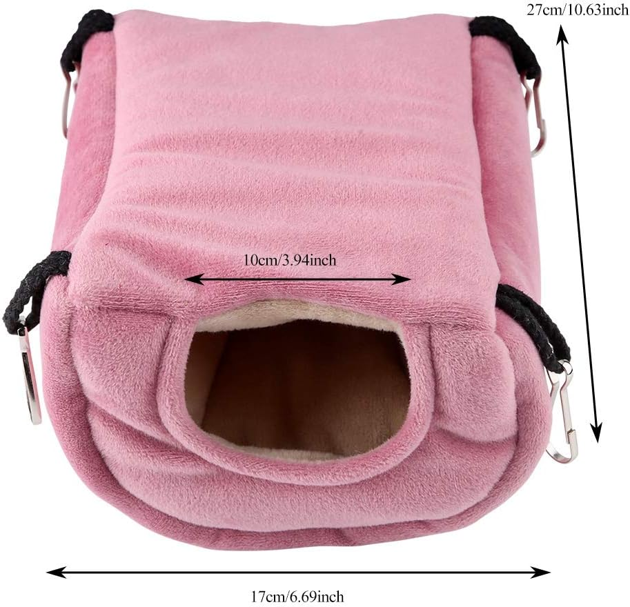 Winter Warm Bird Nest, Windproof Warm Parrot Nest Plush Hammock Hanging Swing Bed Cave for Pet Bird(Large) image number 1