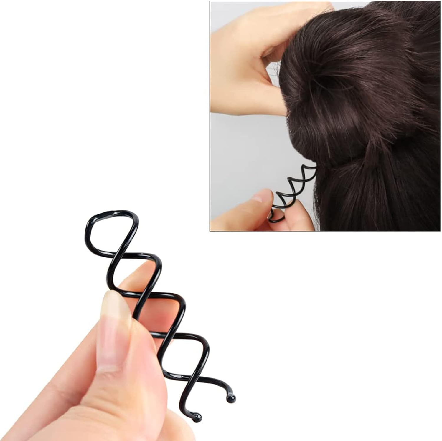 Pack of 20 Spiral Hair Clips, Spiral Hair Pins, Metal Buns Hair Pins, Spiral Clip for Hair Styling, Spiral Shaped Hair Accessories for Girls and Women (10 Black and 10 Rose Gold) image number 2