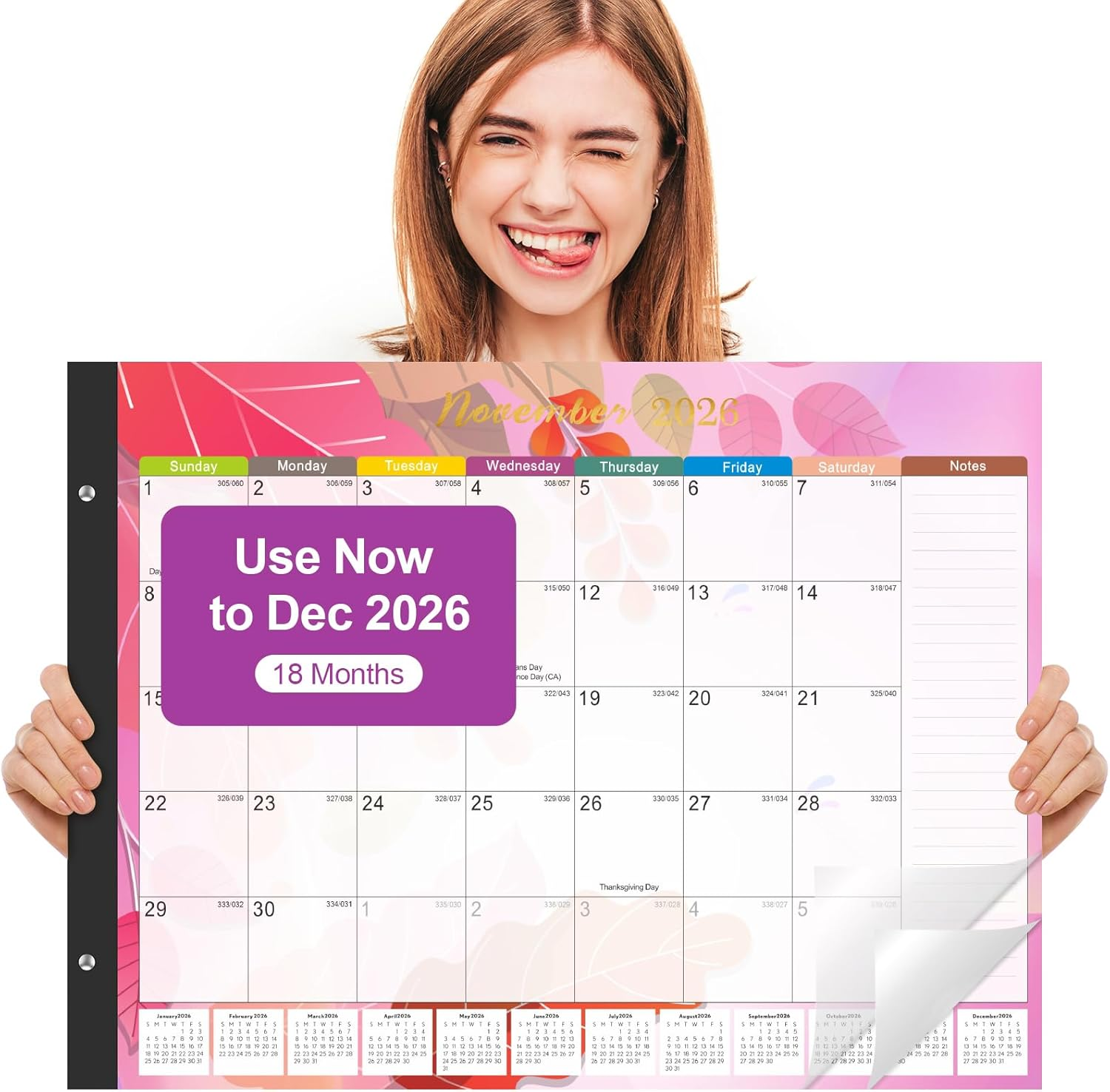 Gannyfer Desk Calendar 2026-18 Month Large Desk Calendar, Use Now to Dec 2026, 22" X 17" Desktop Pad Calendar, Office Supplies Perfect for Planning and Organizing in Your Home, School or Office