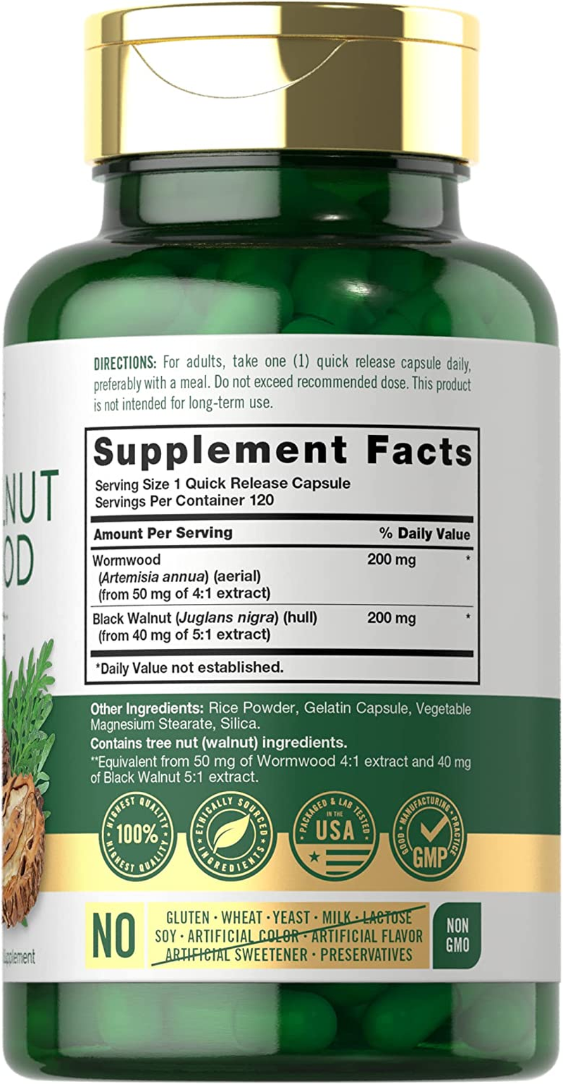 Black Walnut Wormwood | 120 Capsules | Herbal Complex | Non-Gmo, Gluten Free | by Carlyle image number 6