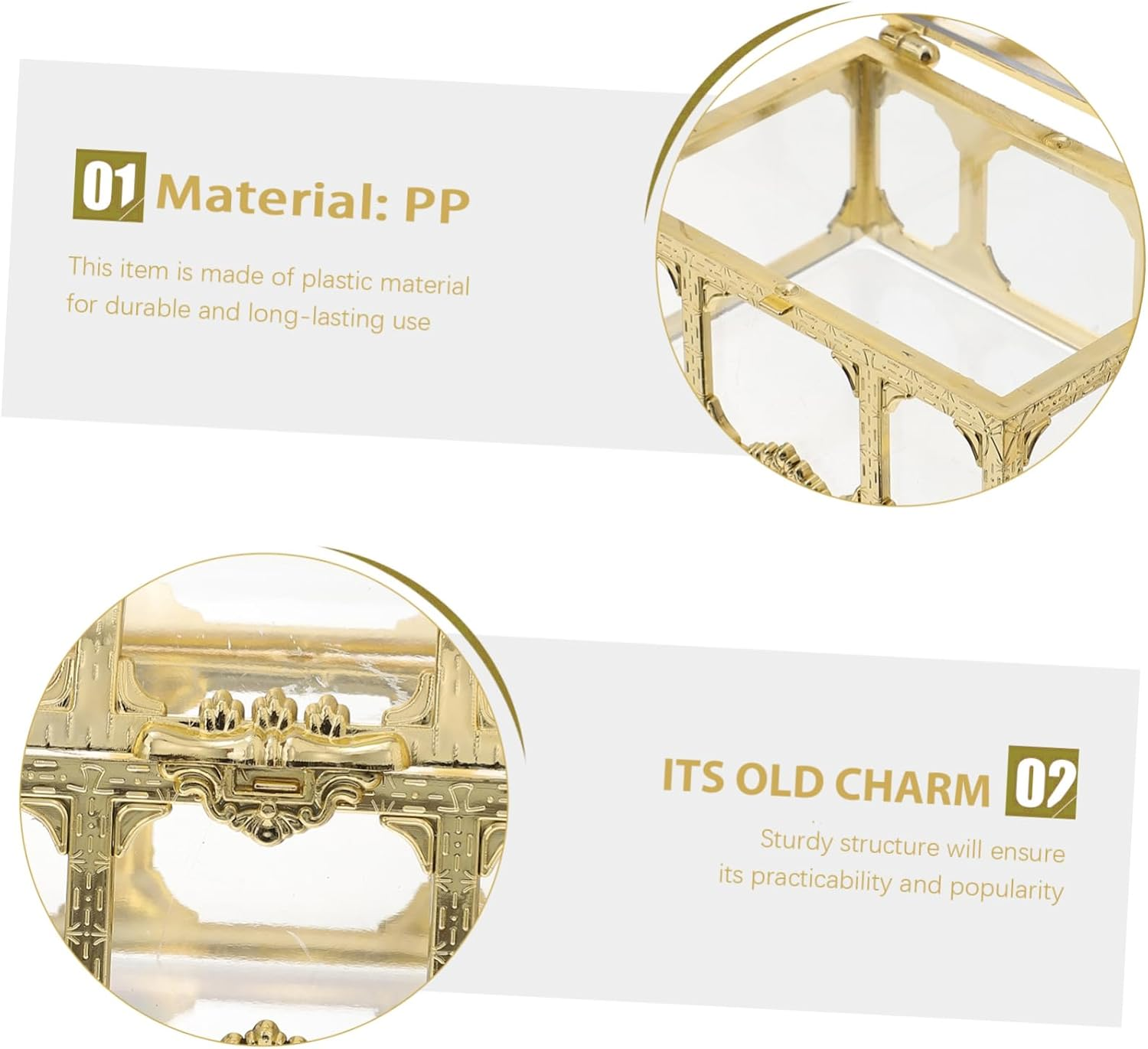 2Pcs Plastic Treasure Chest Jewelry Box Crystal Compartment Storage Organizer Pirate Treasure Box image number 5